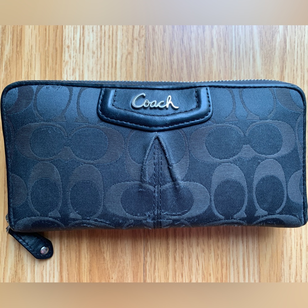 Coach Black Large Zip Wallet